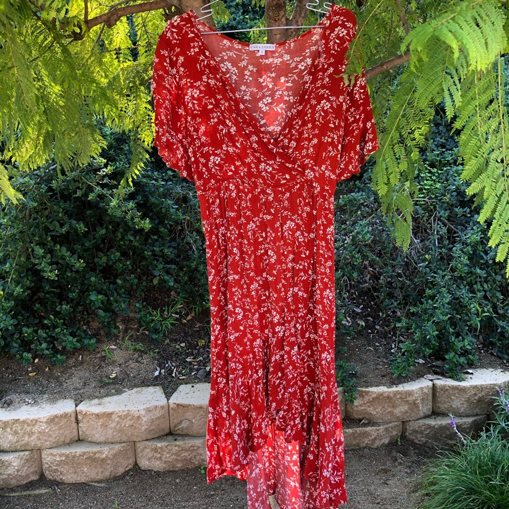 Red Cara Loren Midi Dress